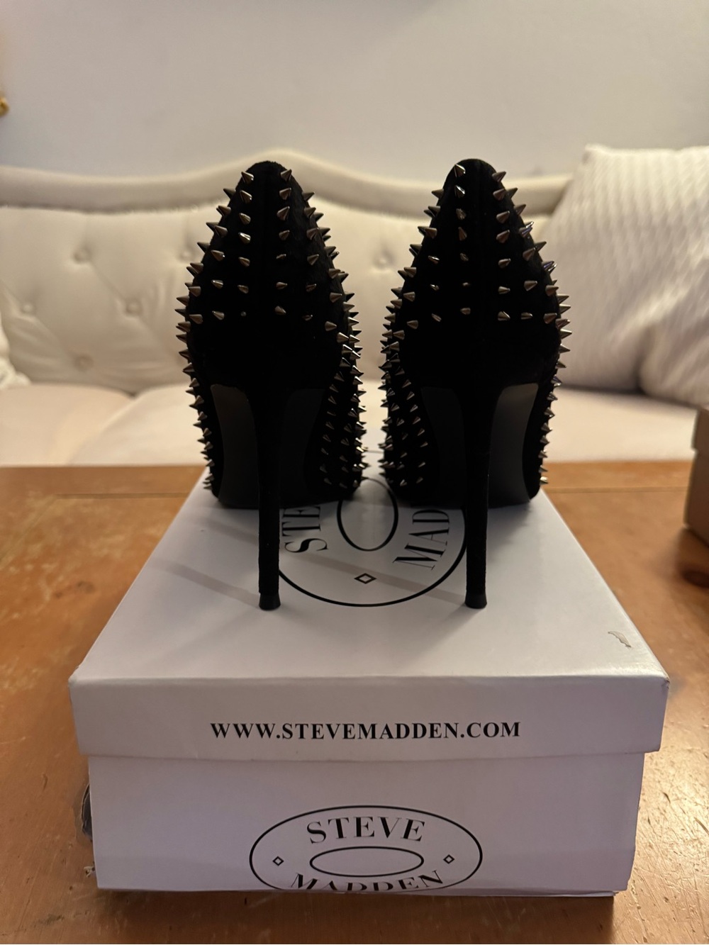 Steve Madden Black Vala S Studded Pointed-Toe Pumps - Picture 4 of 7